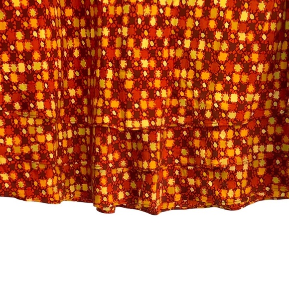 Sigurd Olsen Silk Skirt Tiered Floral Print Burnt Orange Rust Size 12 Hand Wash - Picture 2 of 10